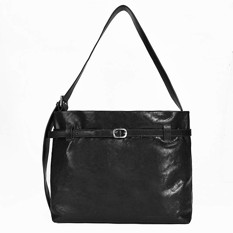 Minimalist Black Leather Crossbody Bag