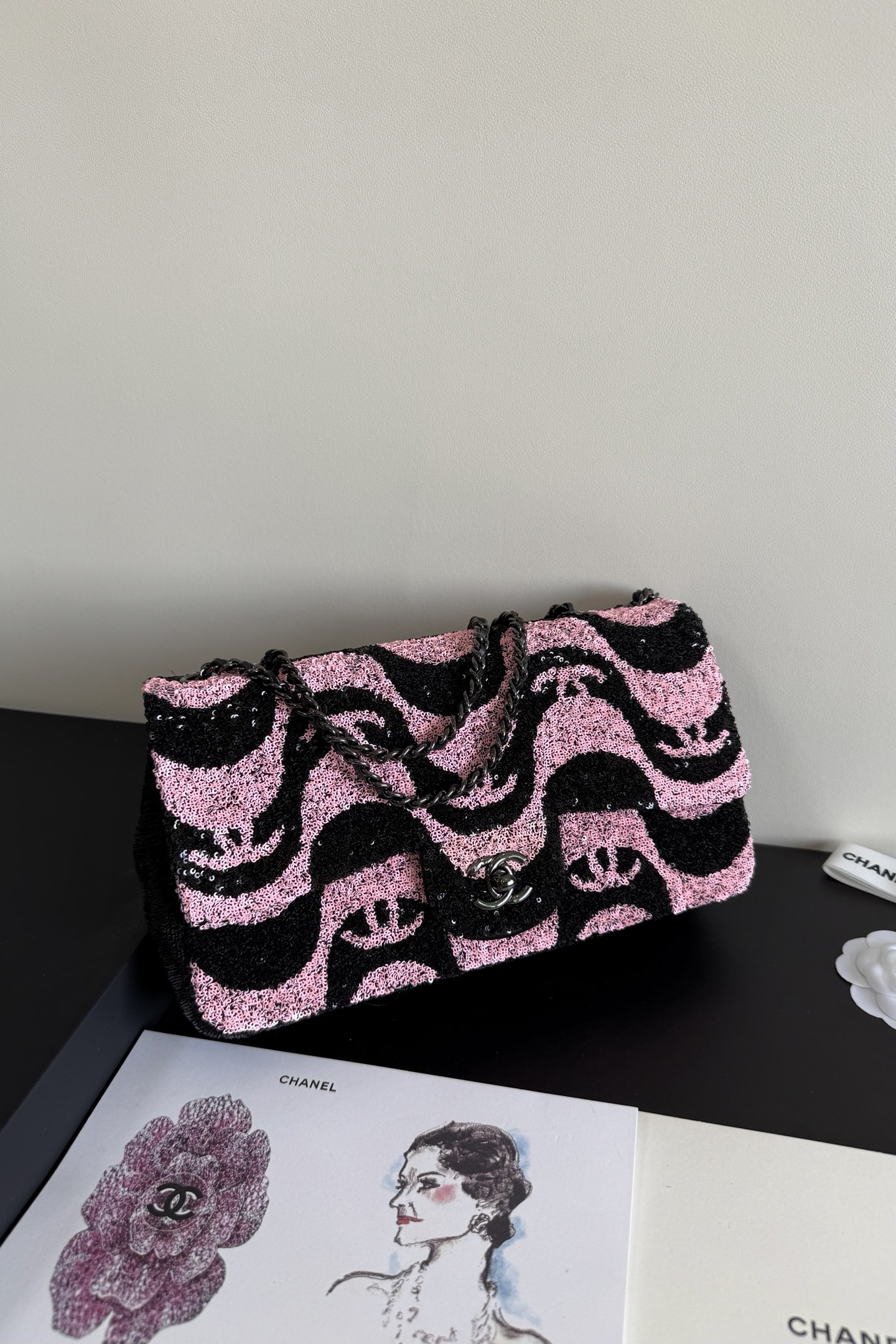 Chanel Flap Bag, Sequins & Ruthenium‑Finish Metal (Top-tier version)
