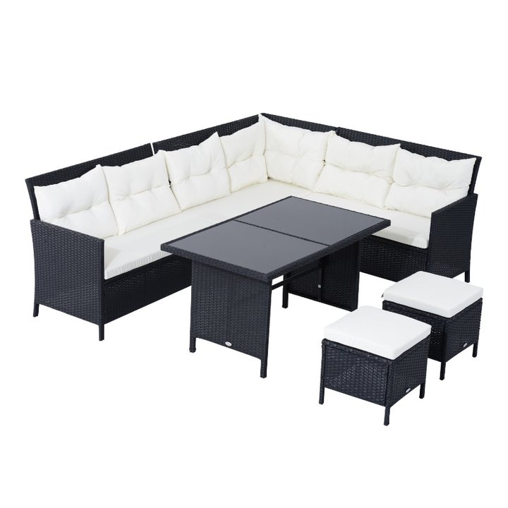 Outsunny 6pcs Garden Rattan Sofa Sets Wicker Furniture Set Lounge