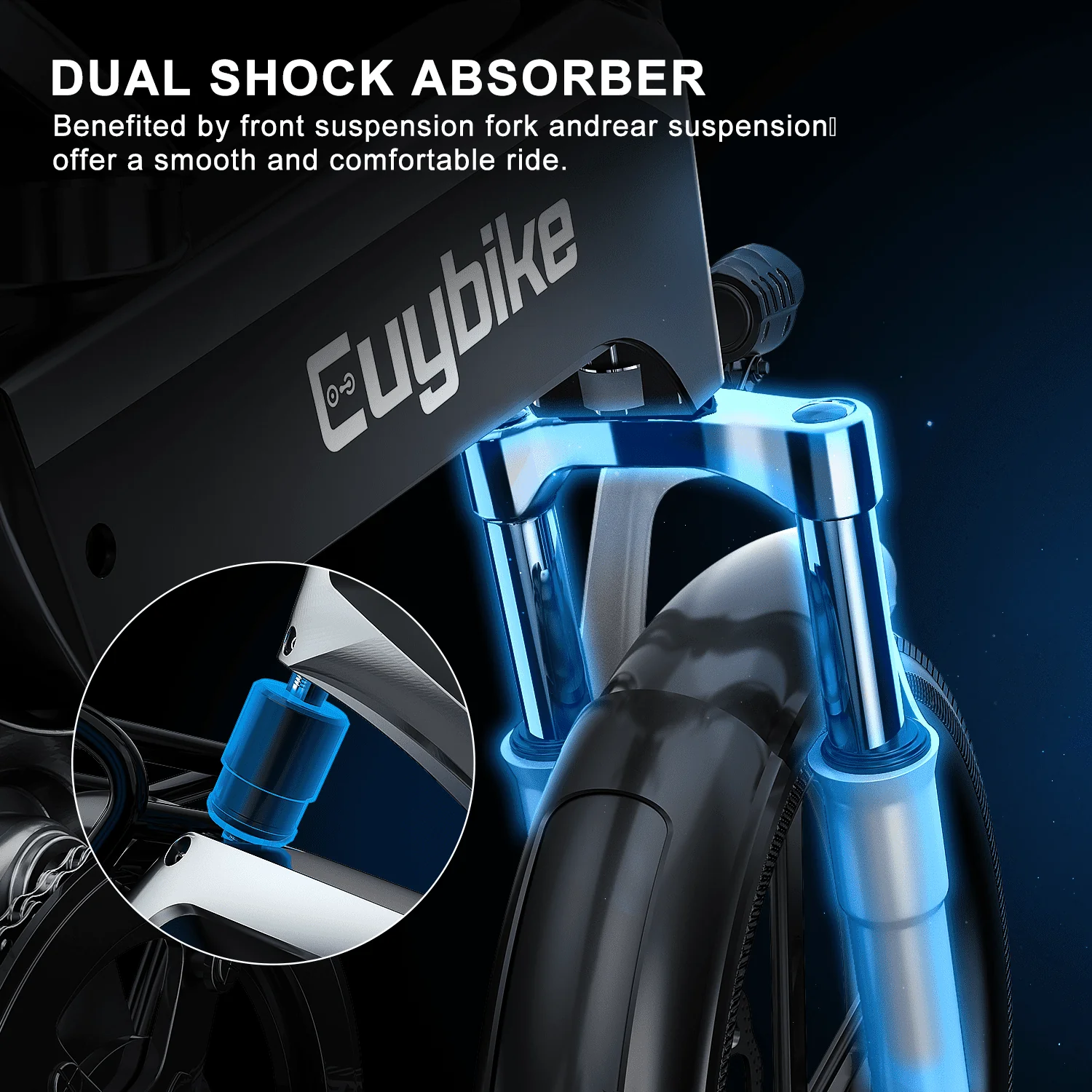 EUY 20in Folding Electric Bike, 500W, 48V 12.8Ah, Black