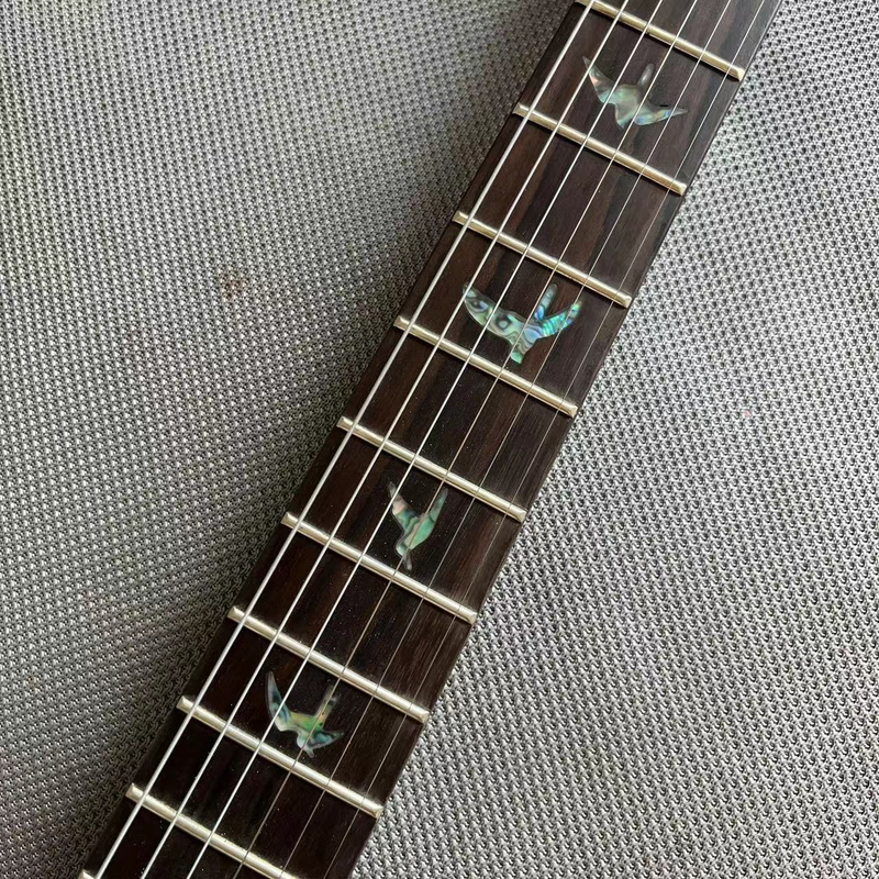 Electric Guitar Abalone Dragon Inlay Gold Bridge Dark Green Burst Maple 6strings
