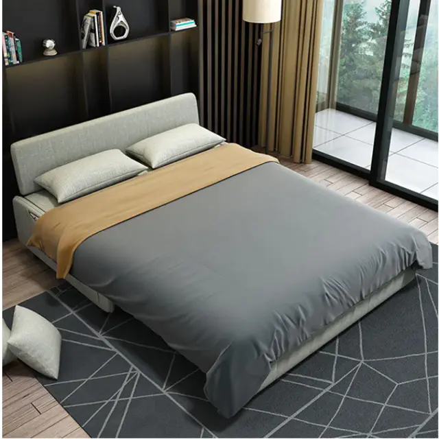 Nordic Convertible Sofa Bed Cotton Linen Upholstery