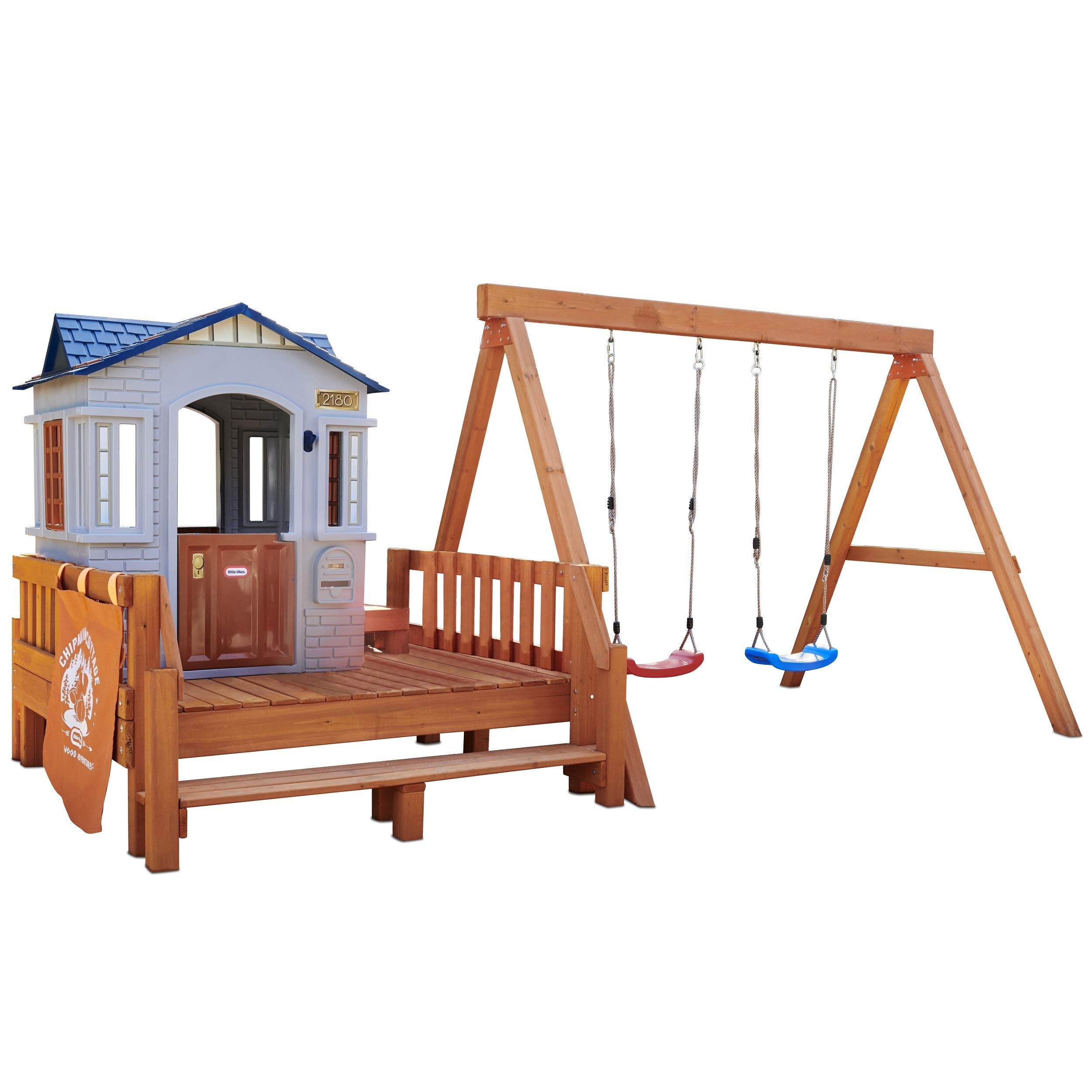 Chipmunk Cottage Wooden Backyard Playset with Swing Set
