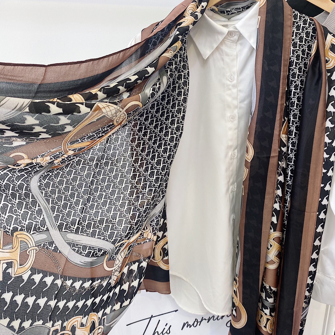 Dior Chain Print Scarf Black and Blue 90 x 180 cm product images