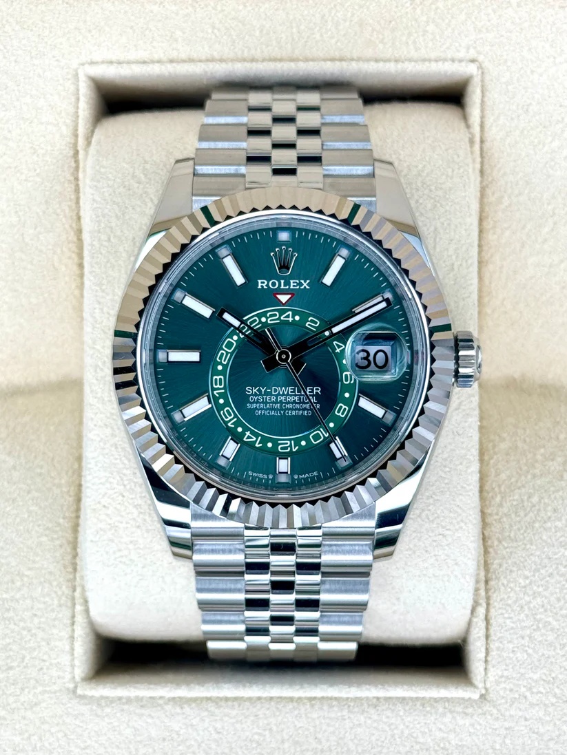 【Super Clone】RLX  Sky-Dweller 42mm Stainless Steel Green Dial Jubilee - 336934