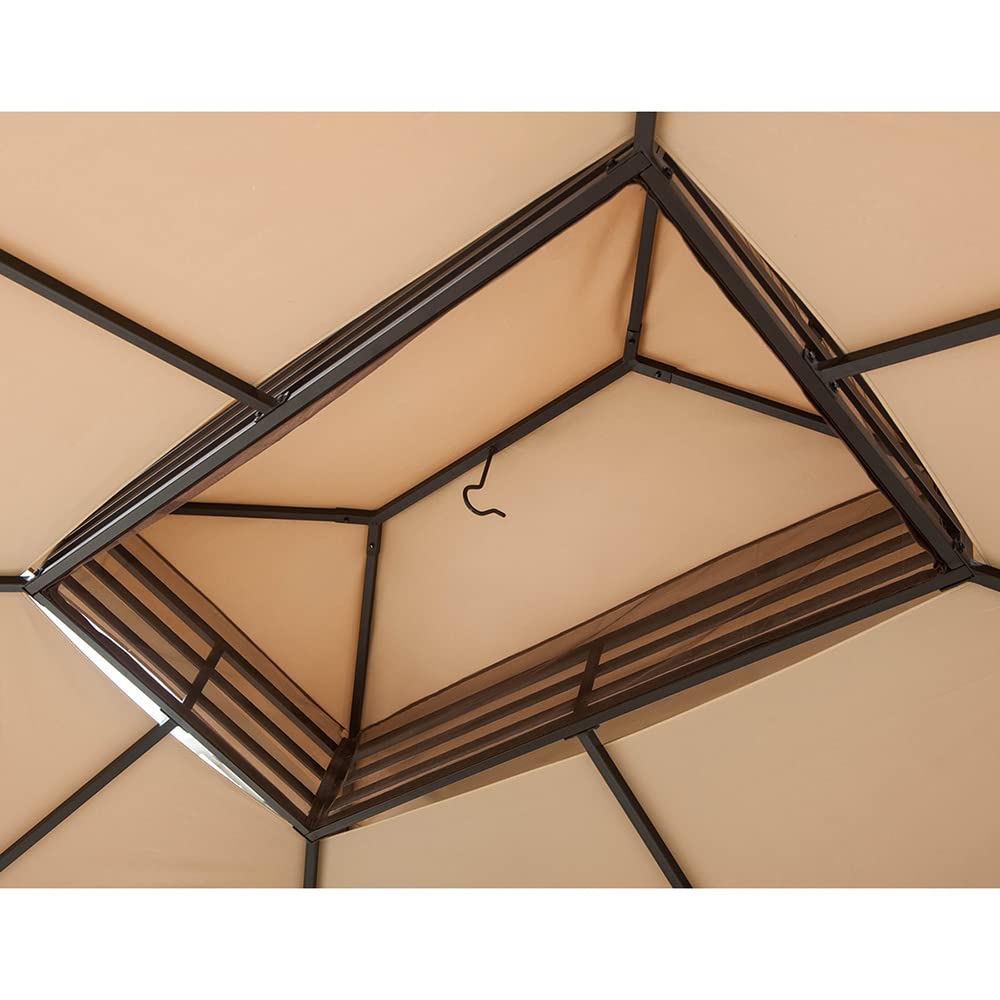 Outdoor Patio Steel 2-Tier Soft Top Gazebo with Netting &