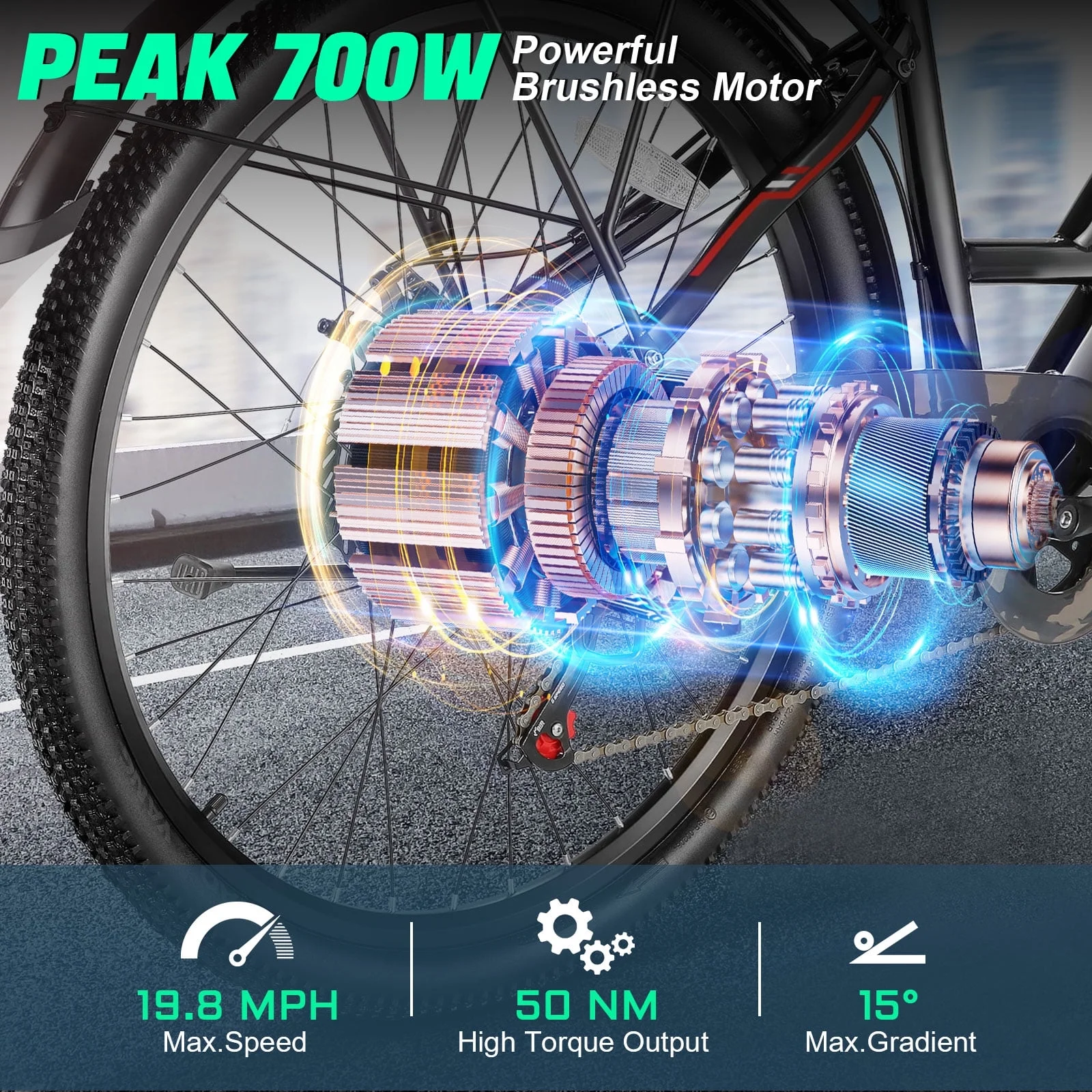 Gocio 26in Electric Cruiser Bike, 500W, 48V 7.8Ah