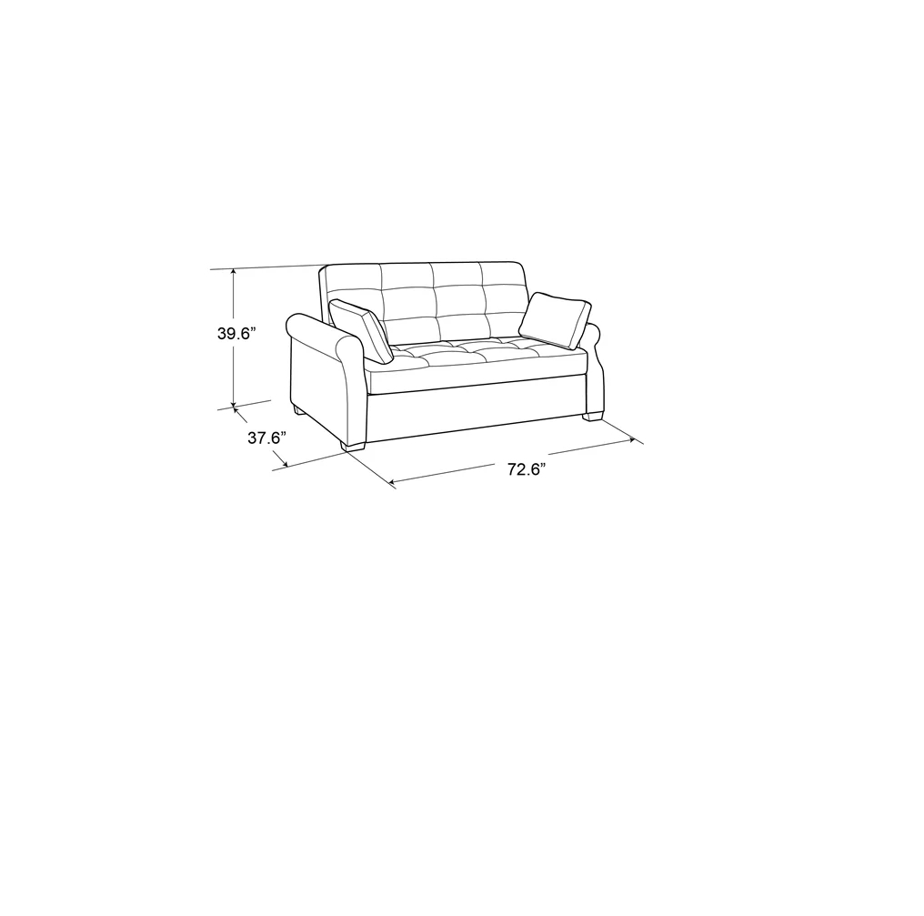 Serta Sabrina 72.6'' Queen Rolled Arm Tufted Back Convertible