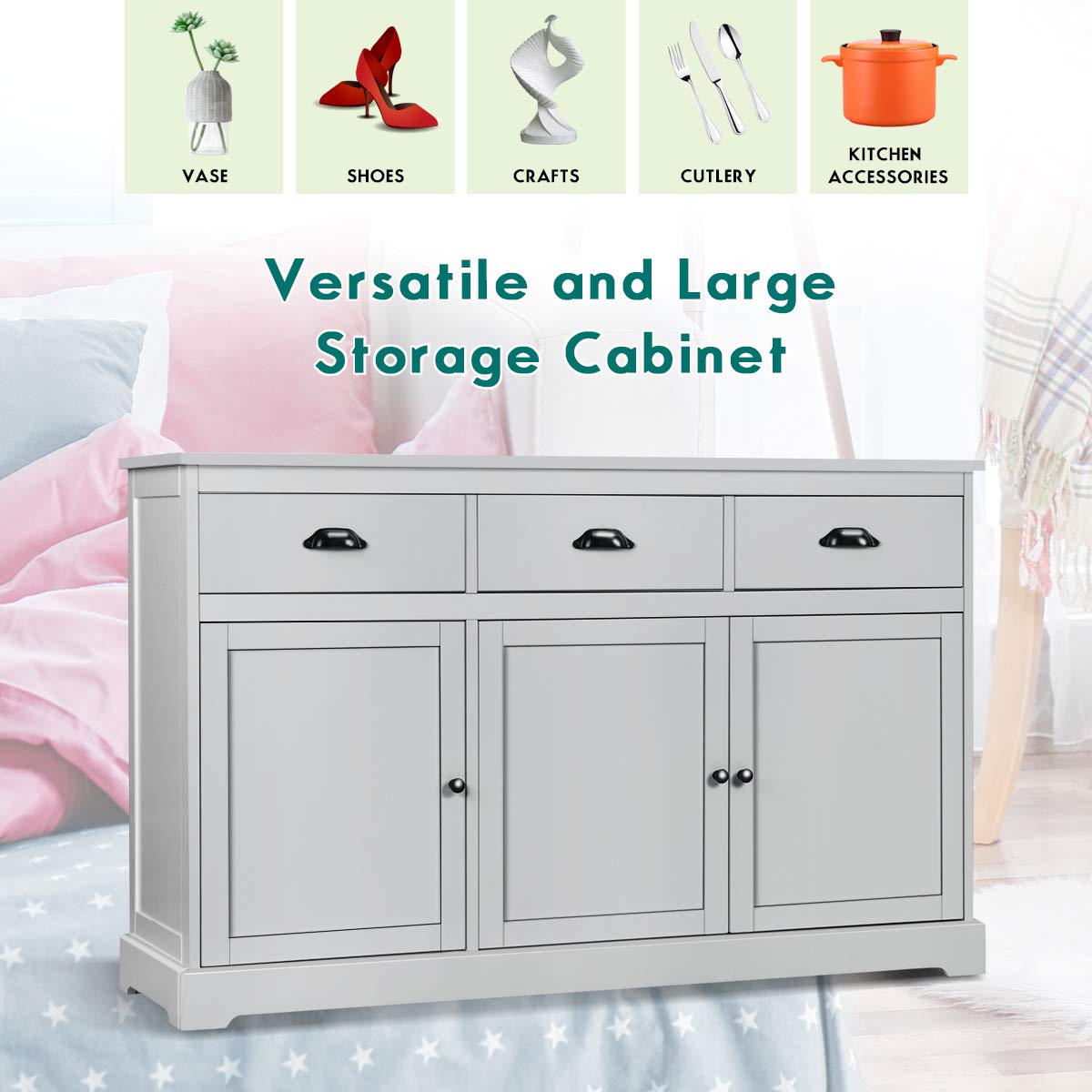 Sideboard Buffet Server Storage Cabinet Console Table Home
