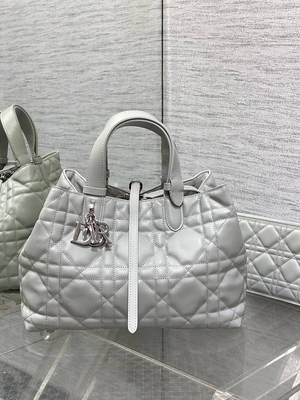 Dior Toujours Tote Bag Medium Mist Gray Leather