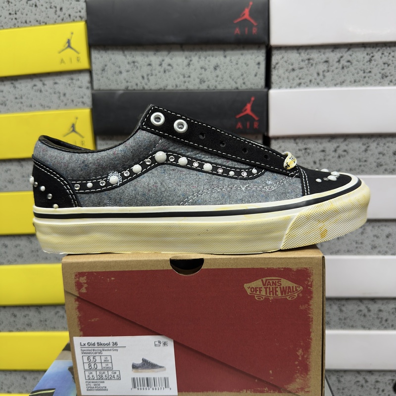 Vans Skool Black Grey Suede Vintage Pearl