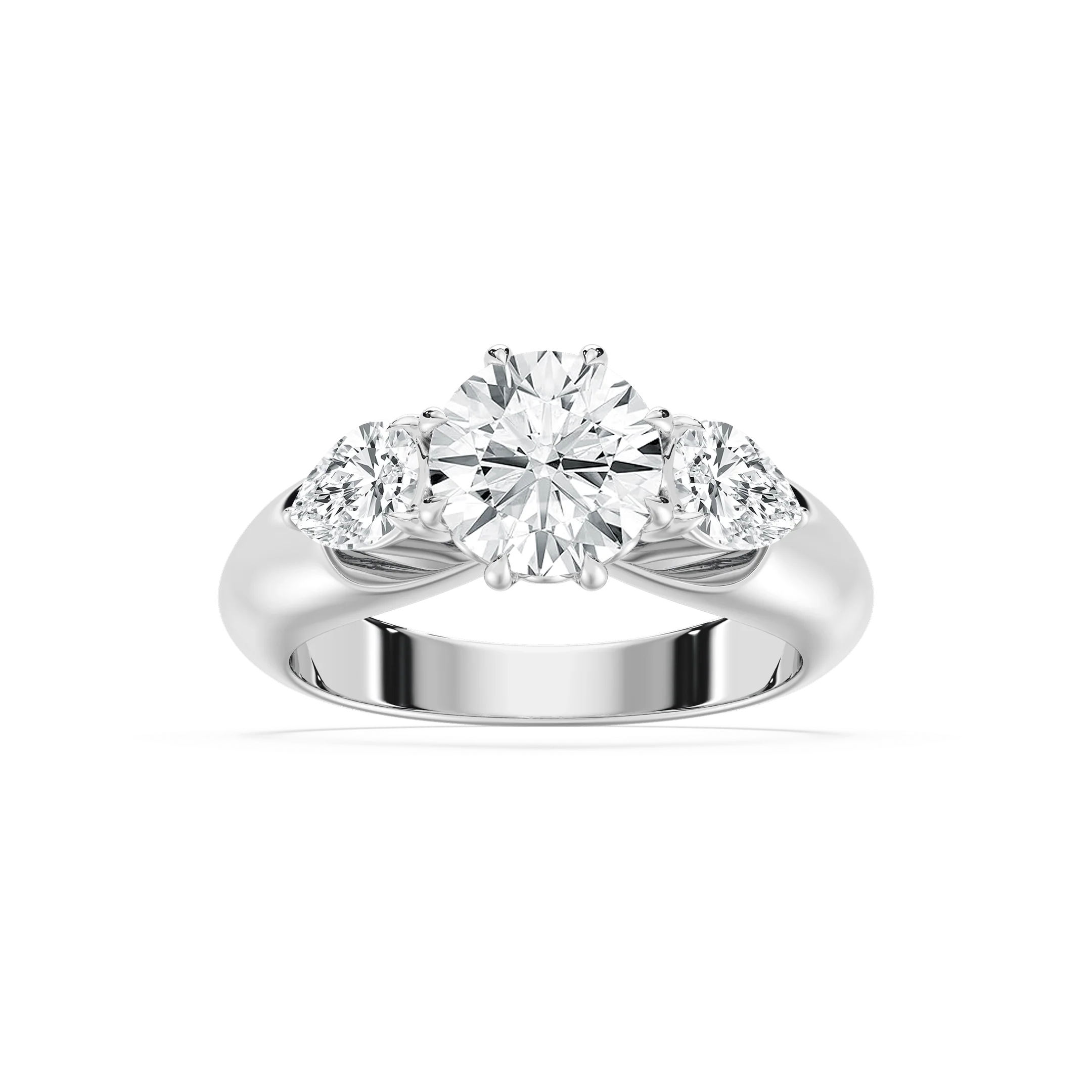 Anaiah 3 ctw Round Lab Grown Diamond Pear Duo Three Stone Engagement Ring