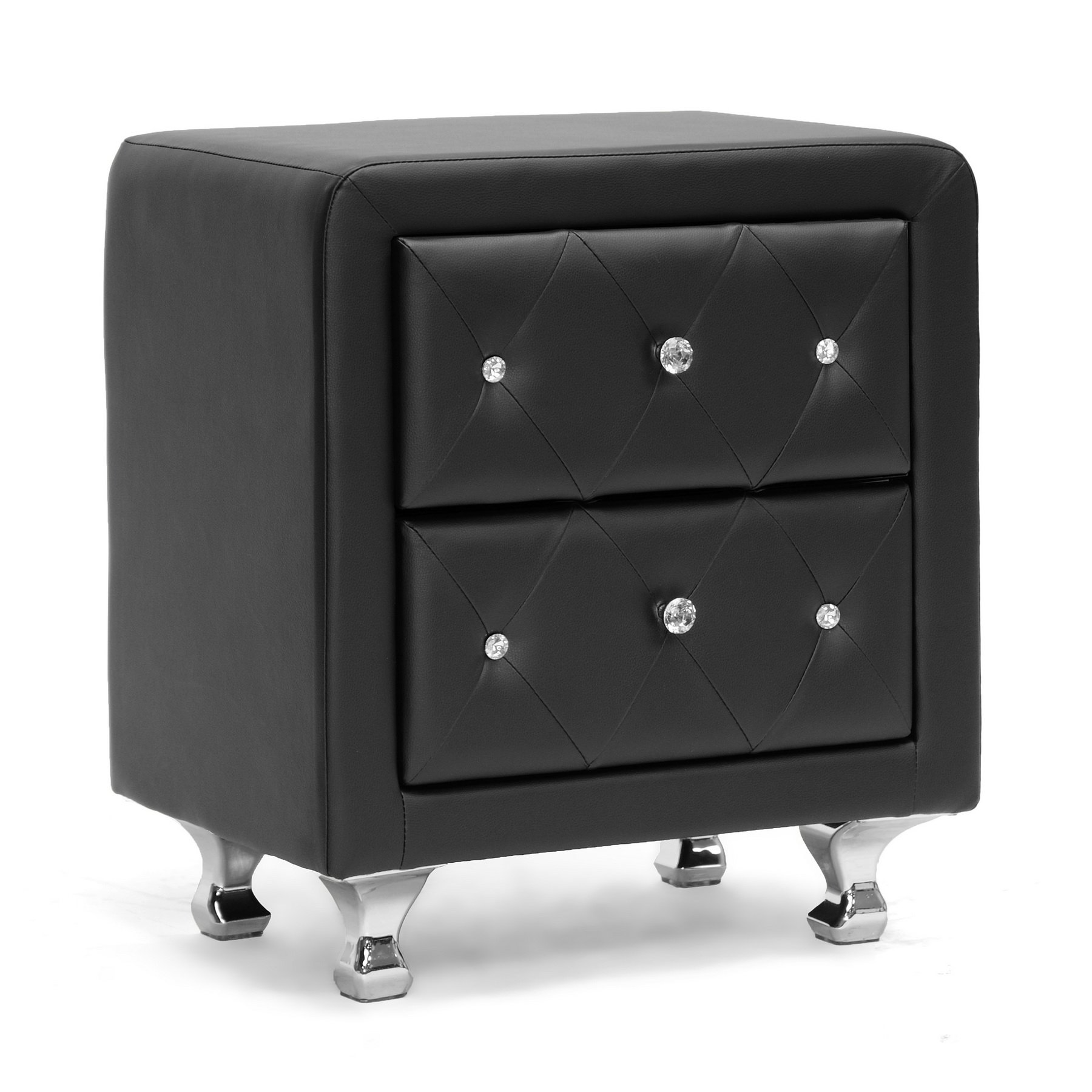 Stella Crystal Tufted Upholstered Modern Nightstand