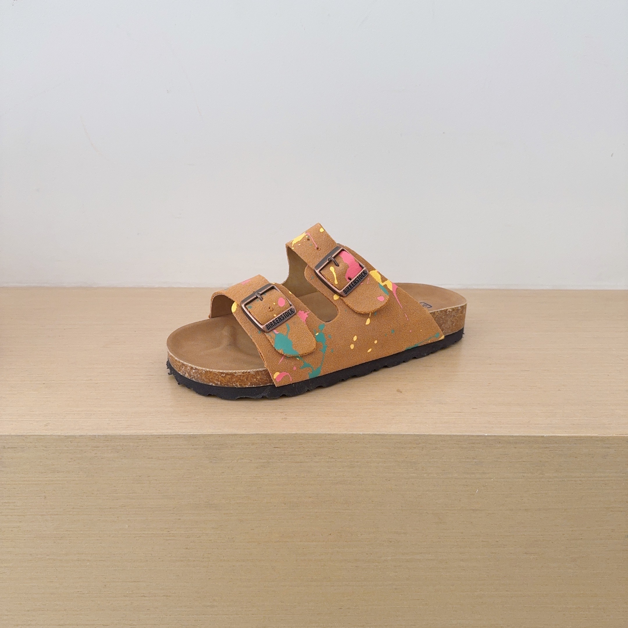 Splatter Graffiti Birken-Style Two-Strap Sandals