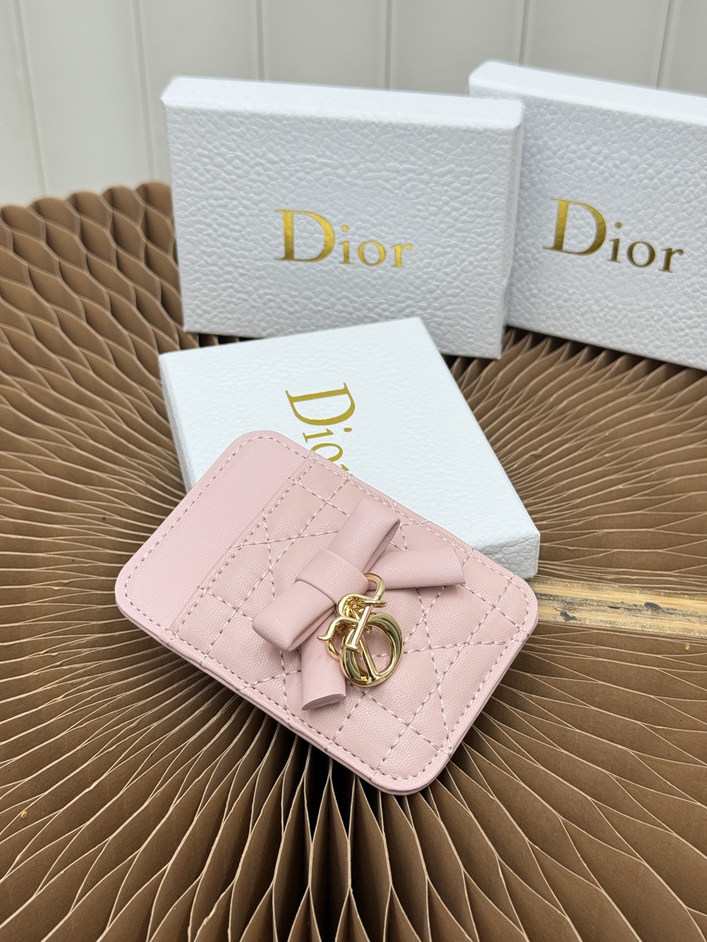 Lady Dior Magnetic Freesia Card Holder Rose Soupir Cannage Lambskin