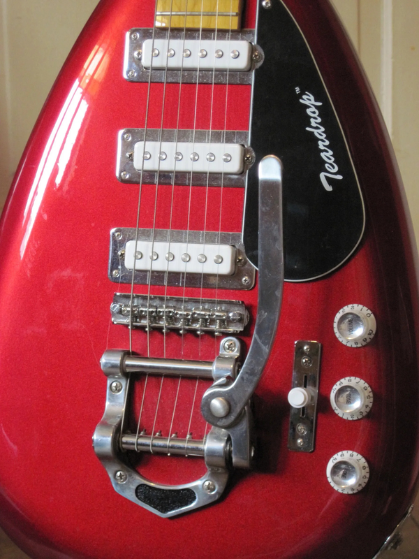 Hutchins Brian Jones 1960s PGW Teardrop Signature Metallic Red Electric Guitar