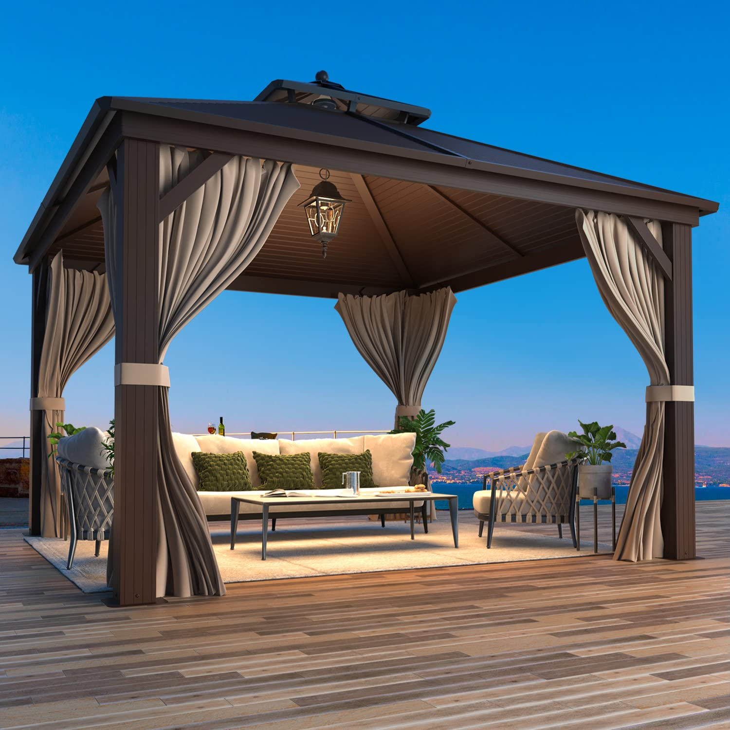 Hardtop Gazebo Galvanized Steel Gazebo Canopy Double Roof