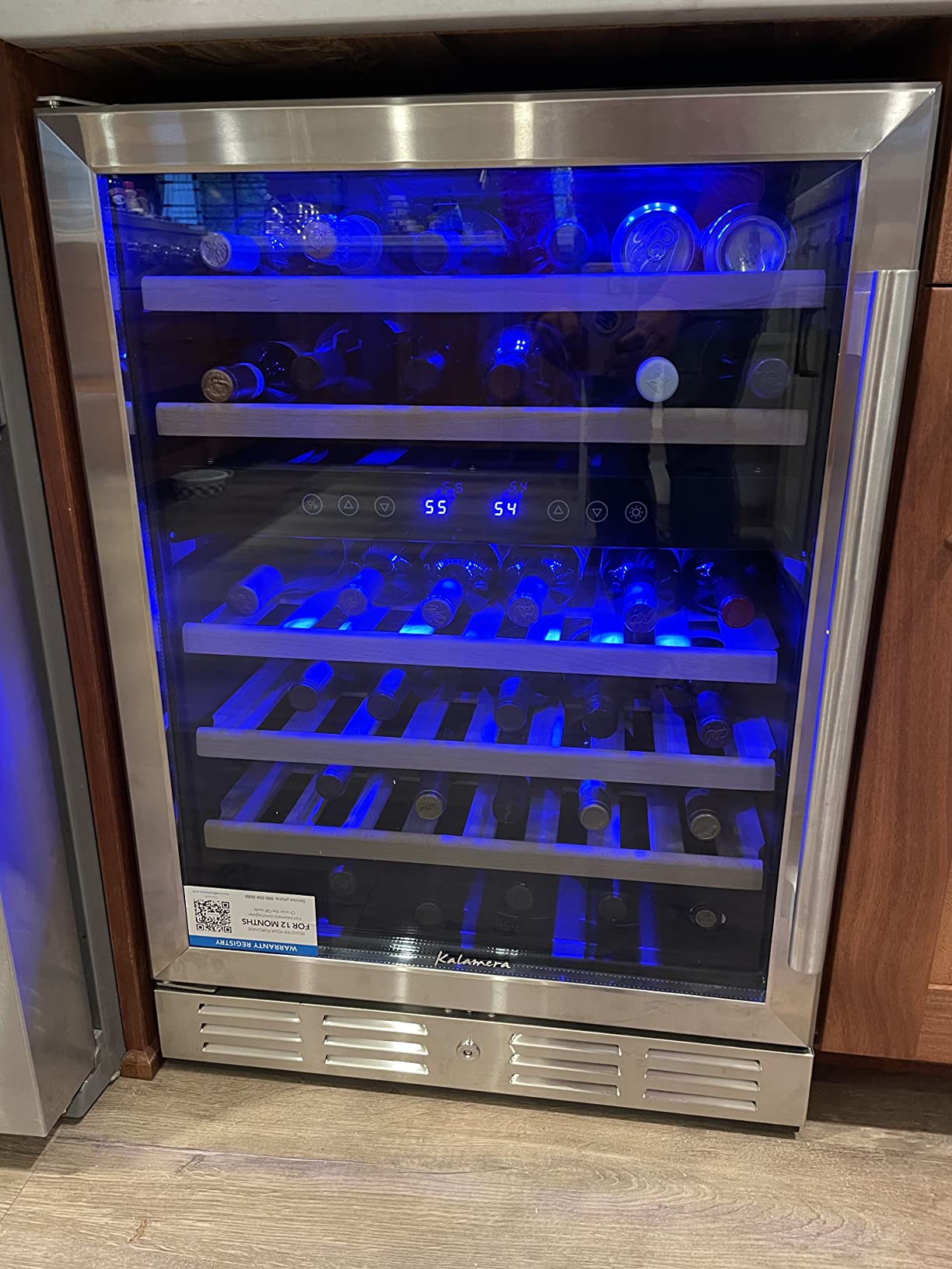 Kalamera 24'' Wine Cooler Refrigerator 46 Bottle Dual Zone