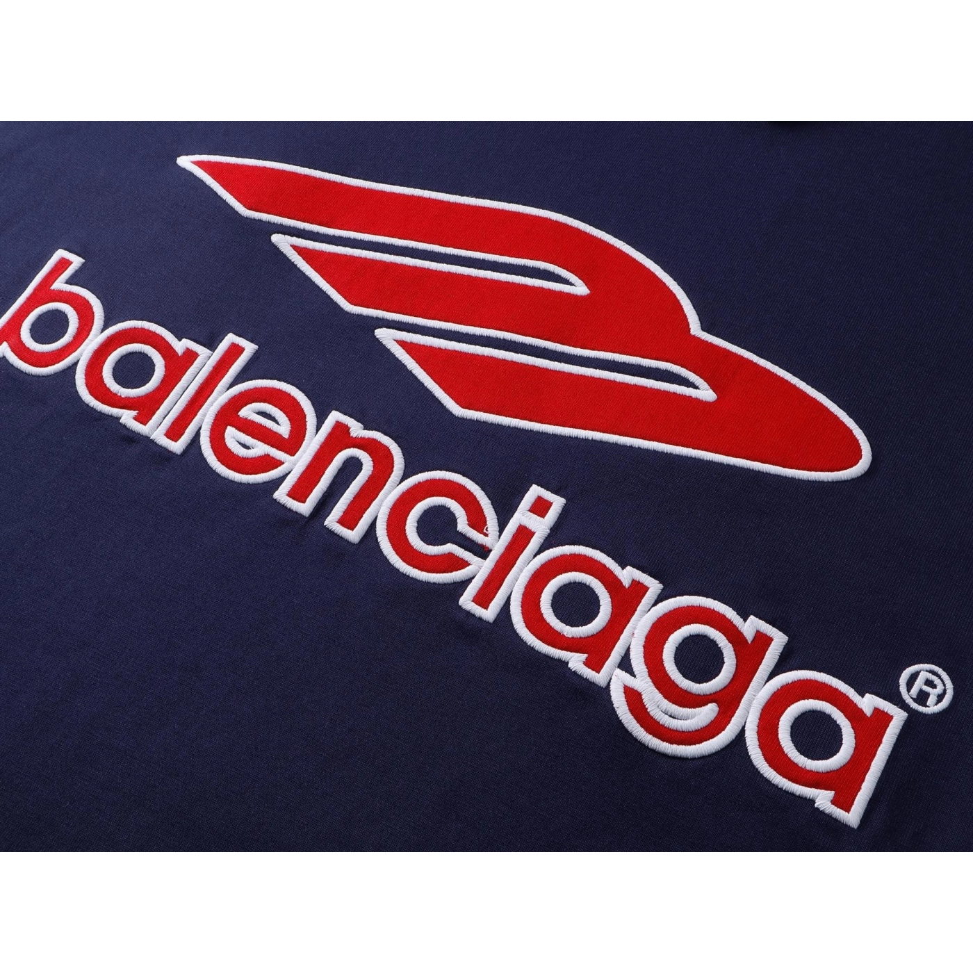 Balenciaga 3B Silhouette Ribbed V-neck Printed T-shirt Black/Dark Blue/Gray