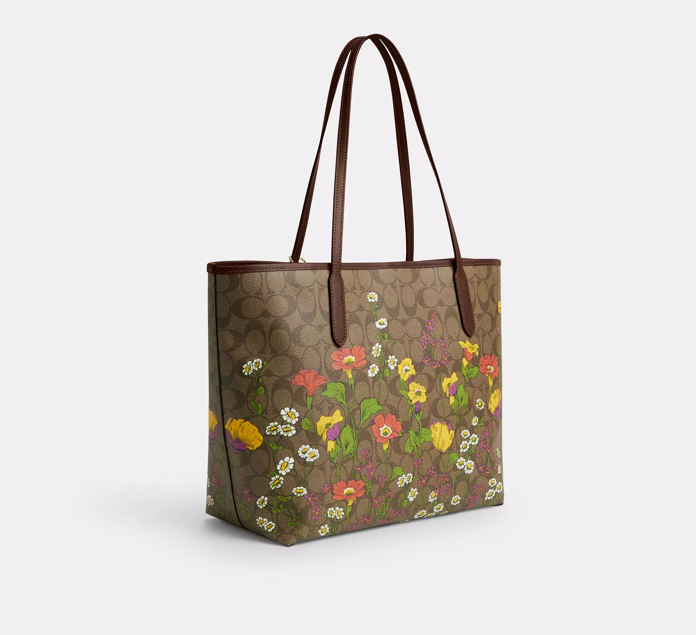City Tote Bag In Signature Canvas With Floral Print
