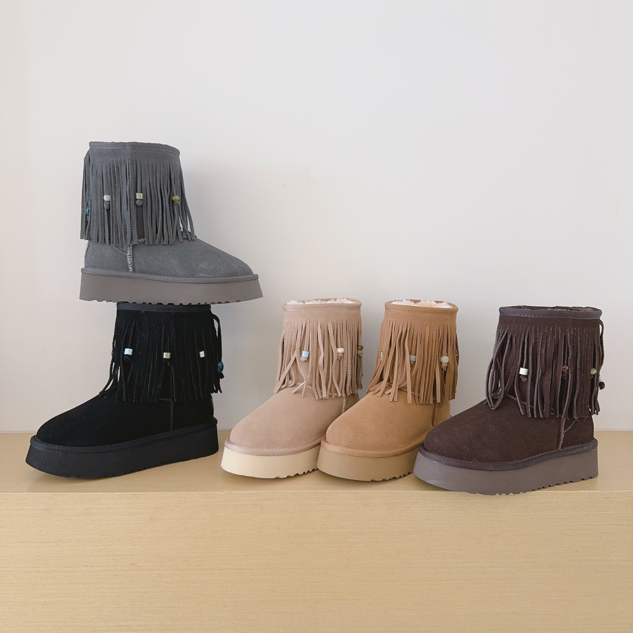 Tassel Mid-Calf Boots Platform