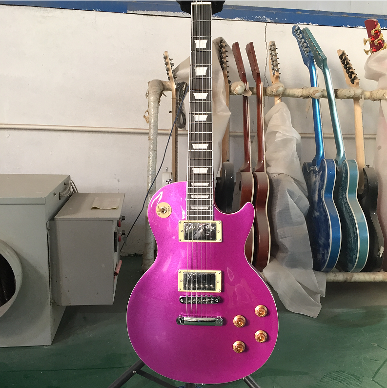 LP Electric Guitar Metallic Purple H-H Pickups Chrome Hardware Guitar Top
