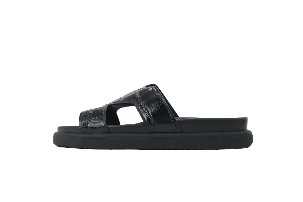 LOUIS VUITTON Oasis Mule Shoes Black Crocodile Leather