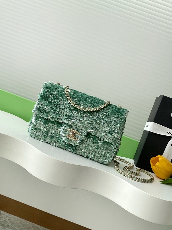 Chanel Tweed Flap Bag Mint Green