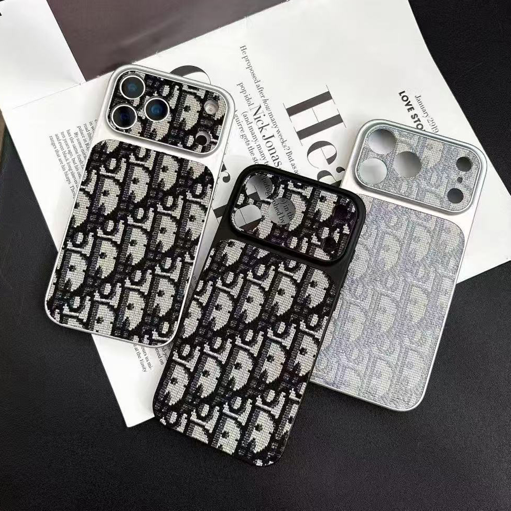 Dior Classic Oblique Monogram Fabric Texture Luxury Shockproof Phone Case