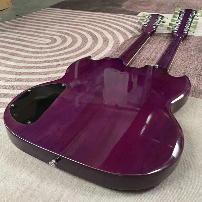 Purple SG Double Neck Electric Guitar 12+6 String H-H Pickup