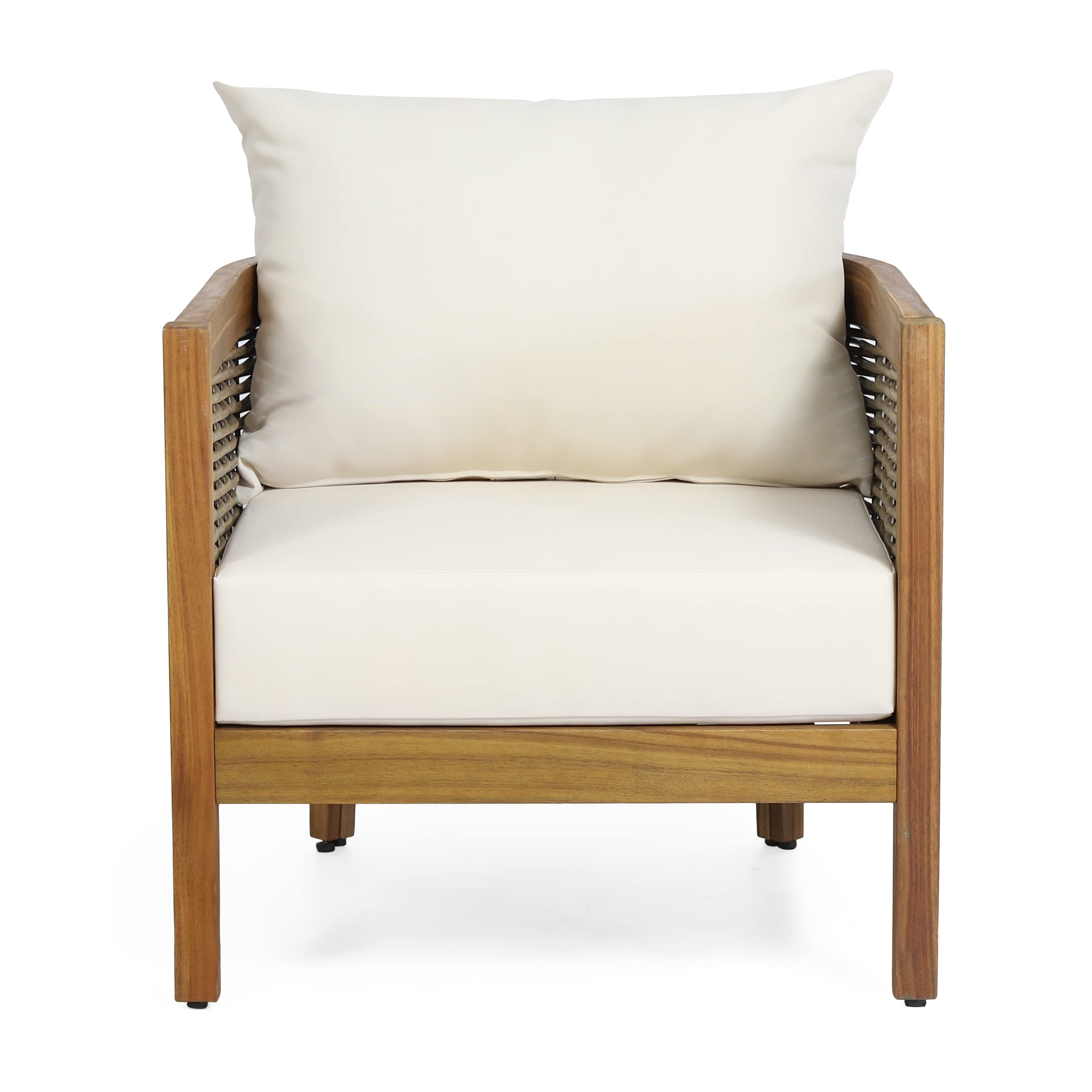 Burchett 4 Pcs Chat Set - Acacia Wood and Wicker