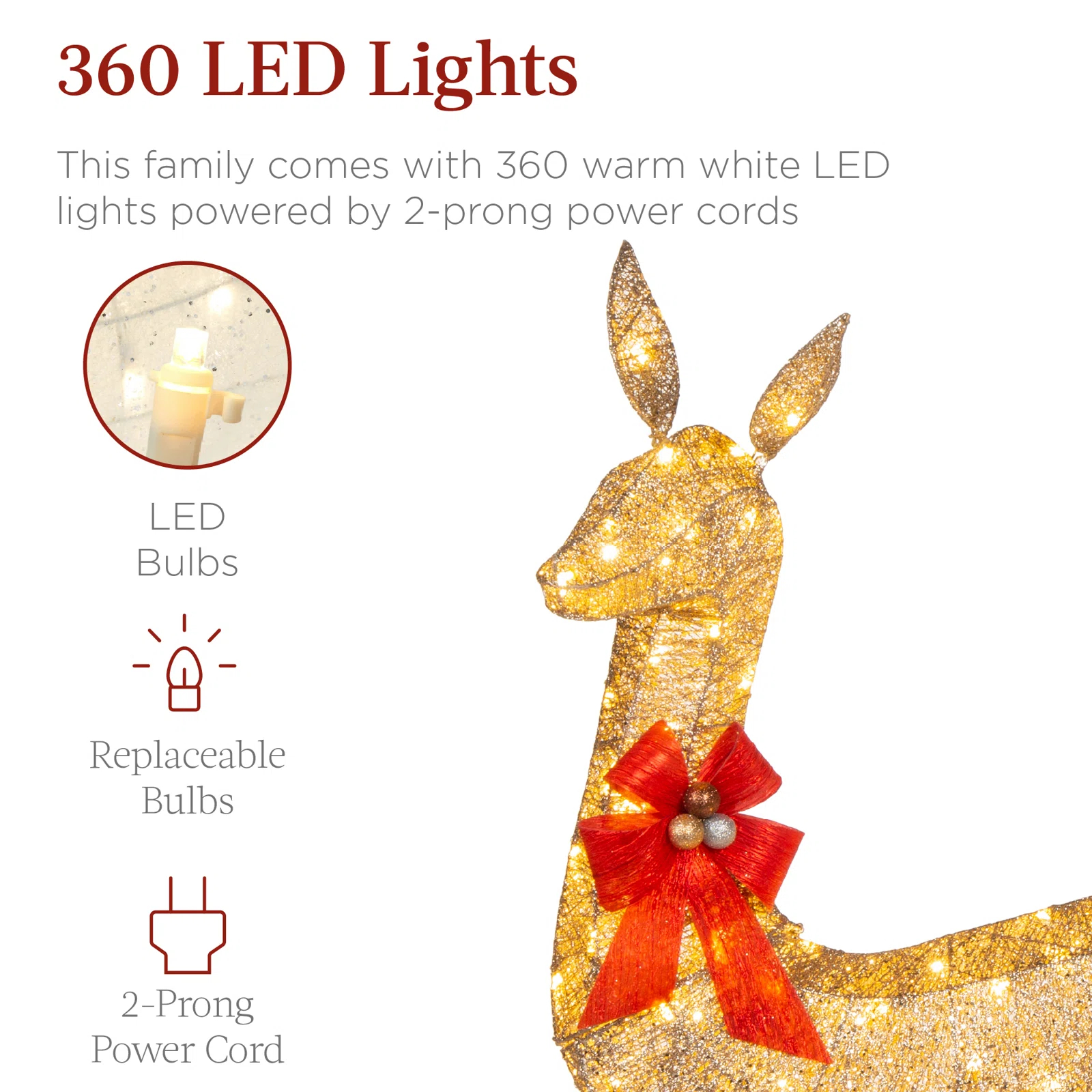 3 Piece Christmas Deer Light Display Set