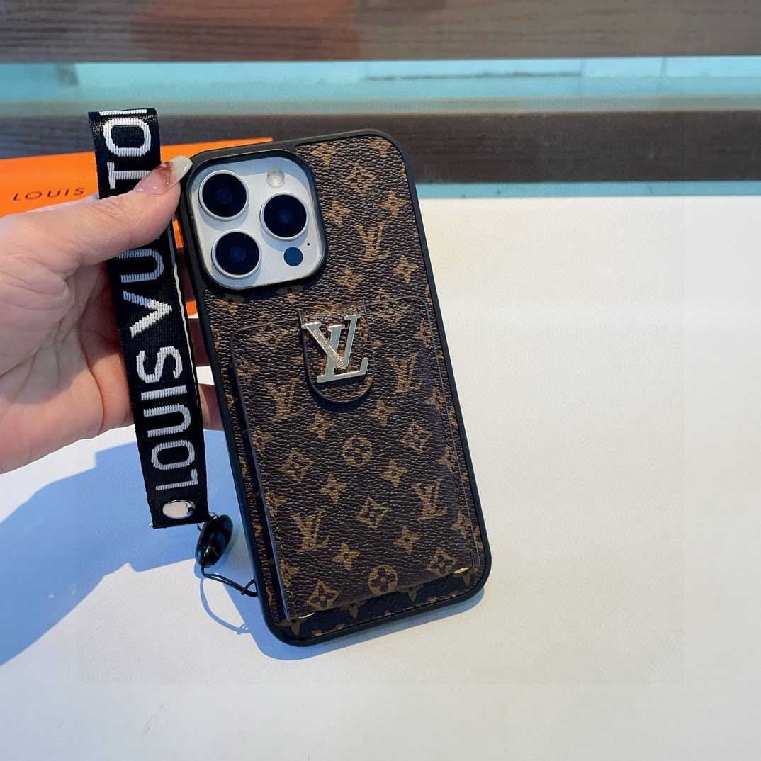 LV Classic Monogram Full Coverage Case - Top & Bottom Card Slots + Lanyard