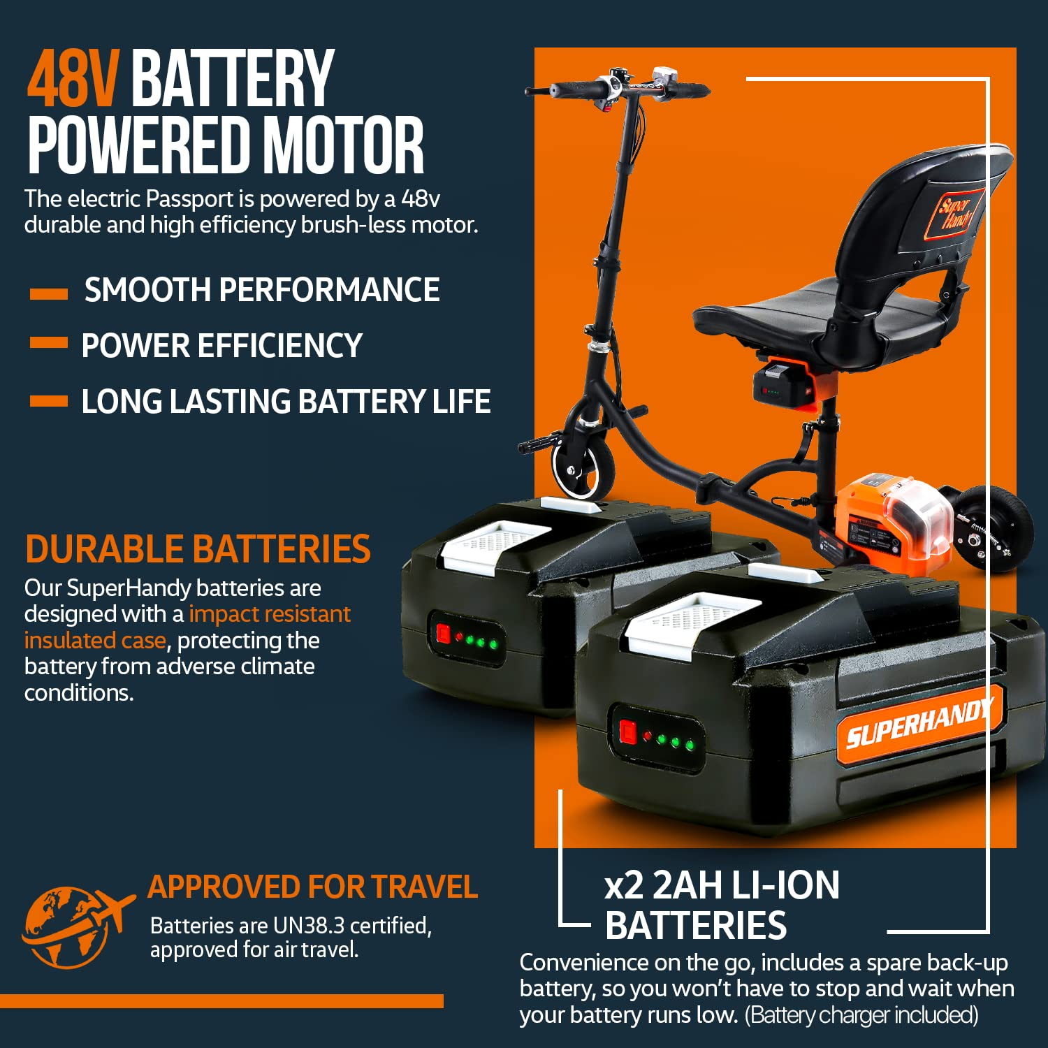 SuperHandy 3 Wheel Folding Mobility Scooter - Electric Powered