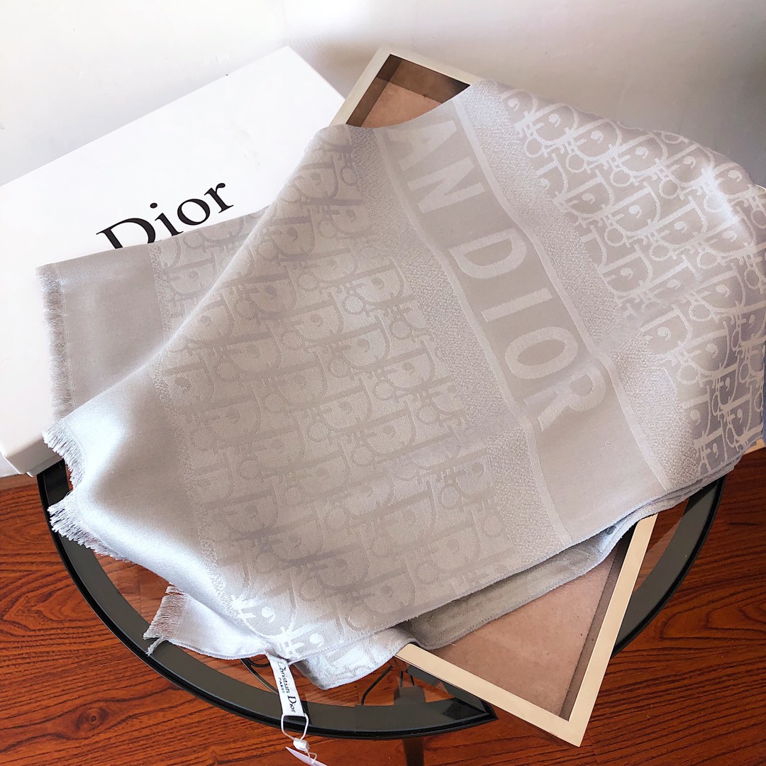 Dior Logo Jacquard Scarf Pink and Ivory