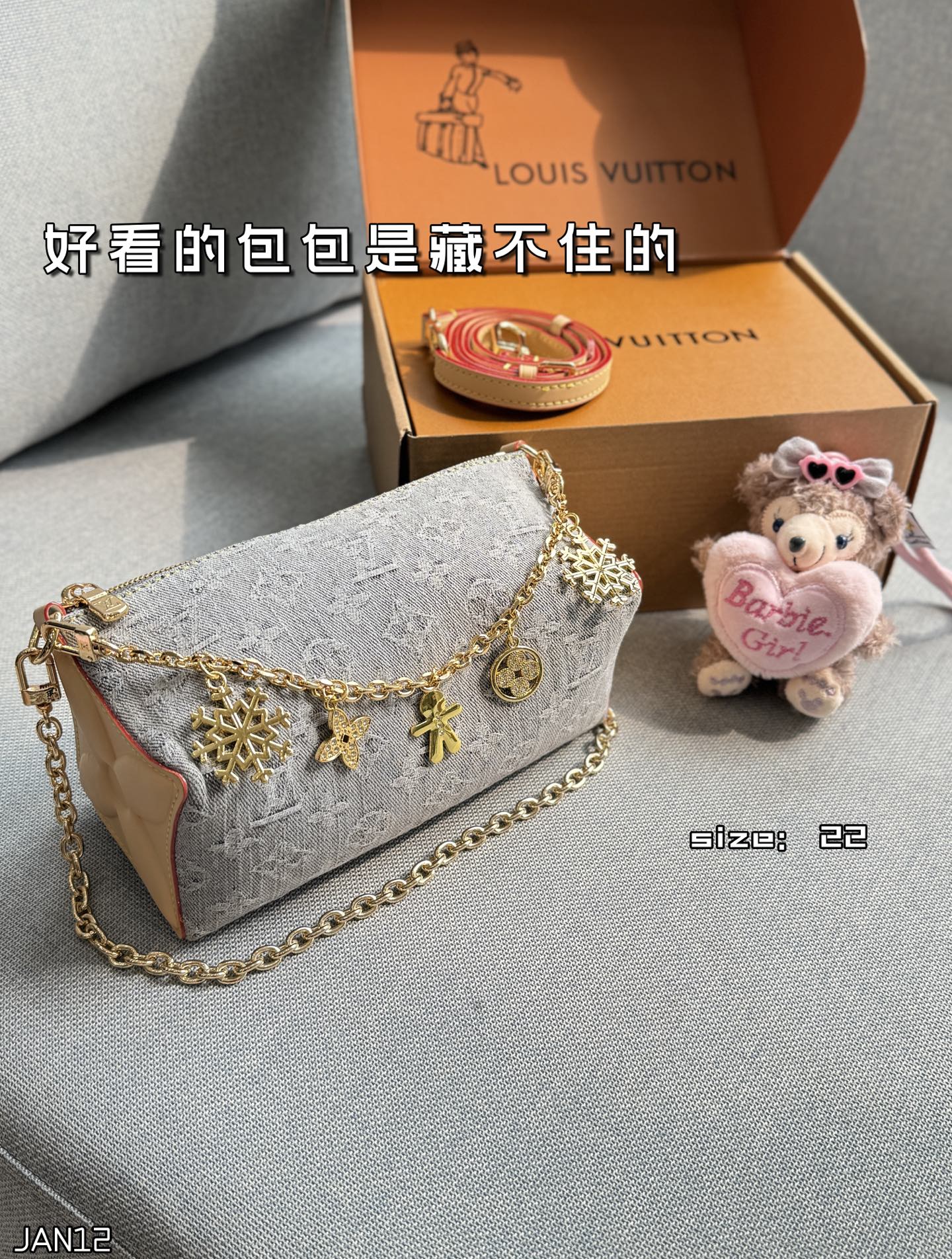 LV BLOOM POUCH Denim Bag