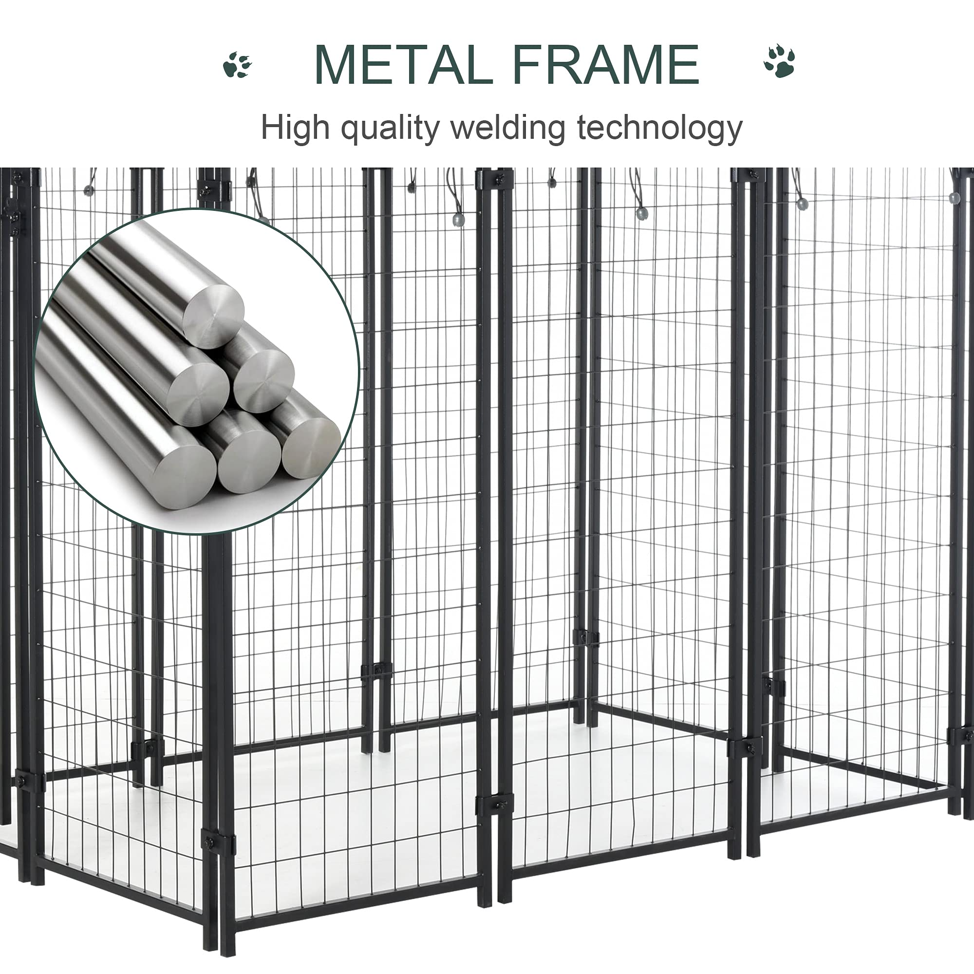 Dog Kennel Steel Fence with UV-Resistant Cloth Roof