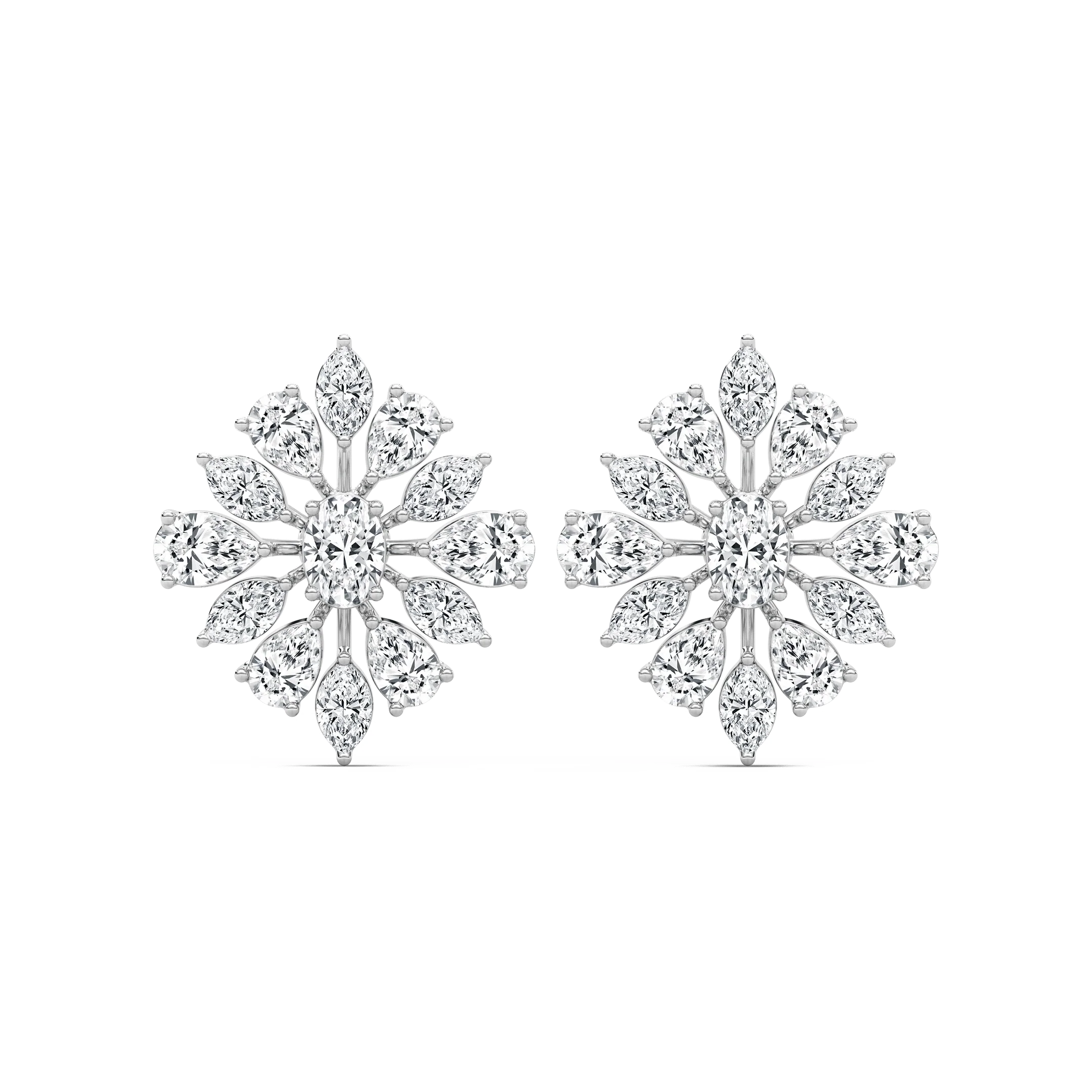 1 ⁷⁄₈ ctw Pear, Oval, and Marquise Lab Grown Diamond Snowflake Cluster Earrings