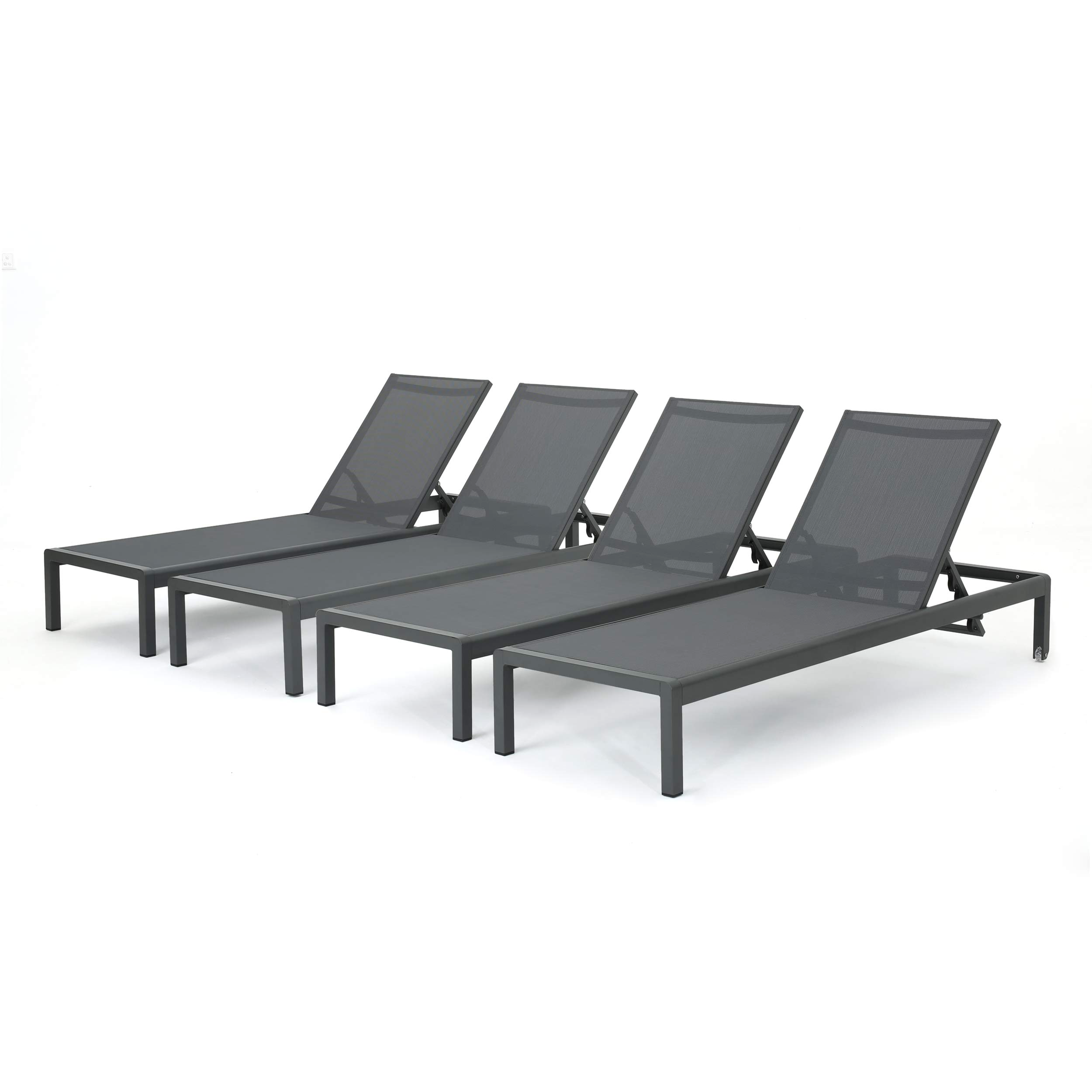 Coral Bay Aluminum Chaise Lounges with Mesh Seat, Grey Dark Grey