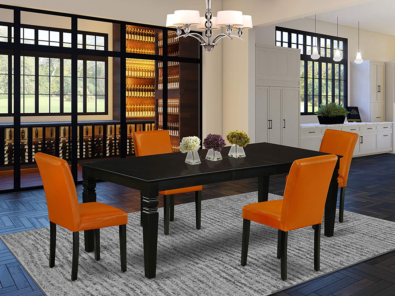 5Pc Rectangular 66/84 Inch Table with 18