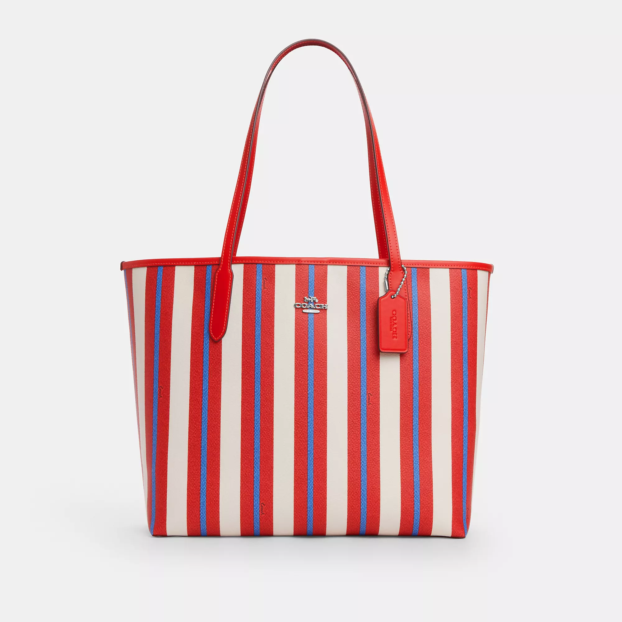 Outlet City Tote Bag With Stripe Print