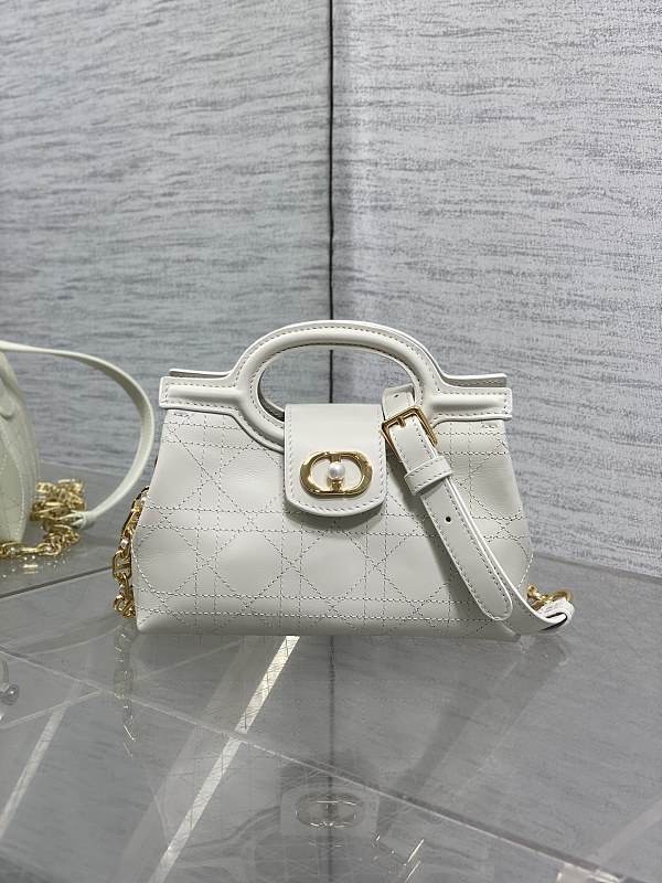 Dior Cannage Mini Handbag White Smooth