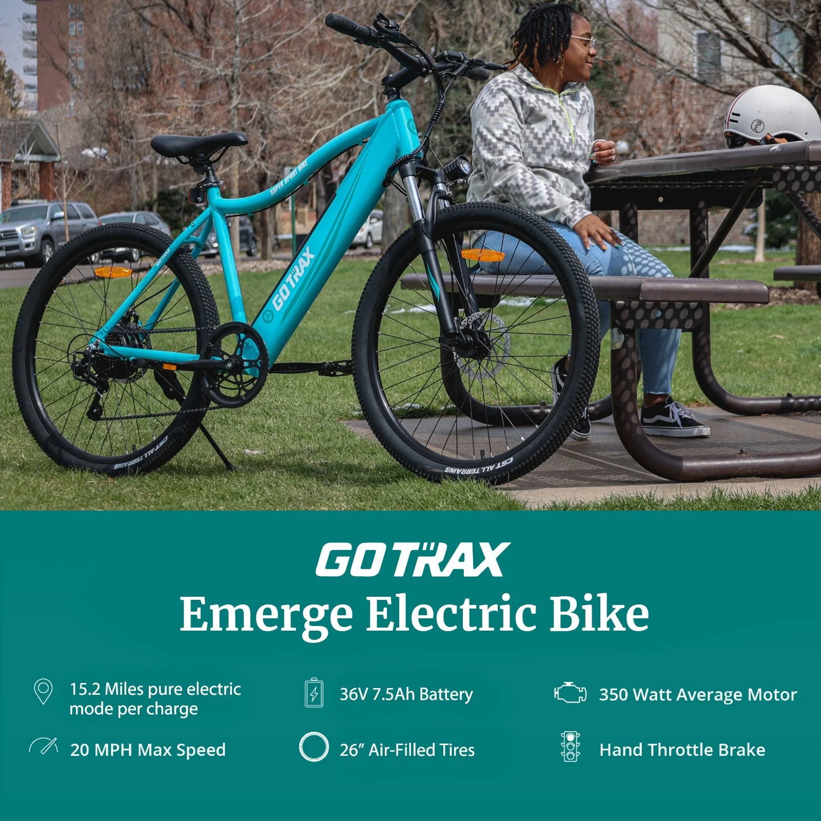 GOTRAX 26in Electric Mountain Bike, 350W, Black