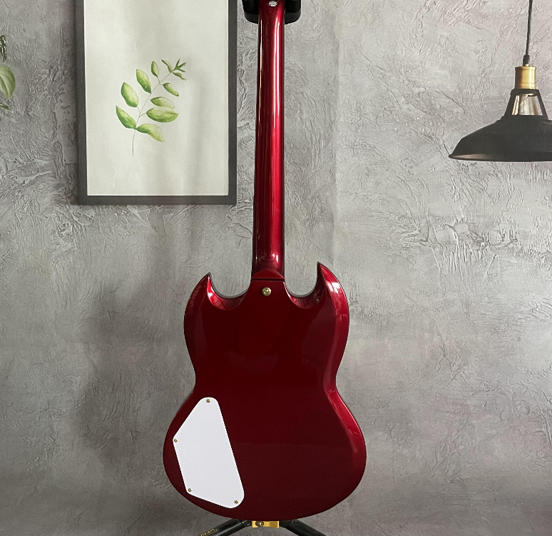 Electric Guitar Red HHH Pickups Tremolo Bridge Top Mahogany Body