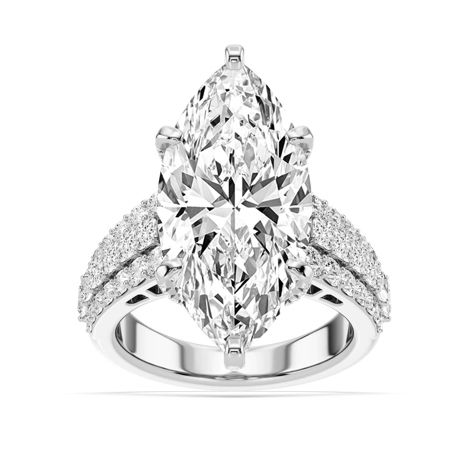 Sophia 11 ¾ ctw Marquise Lab Grown Diamond Triple Row Hidden Halo Engagement Ring - Signature Collection