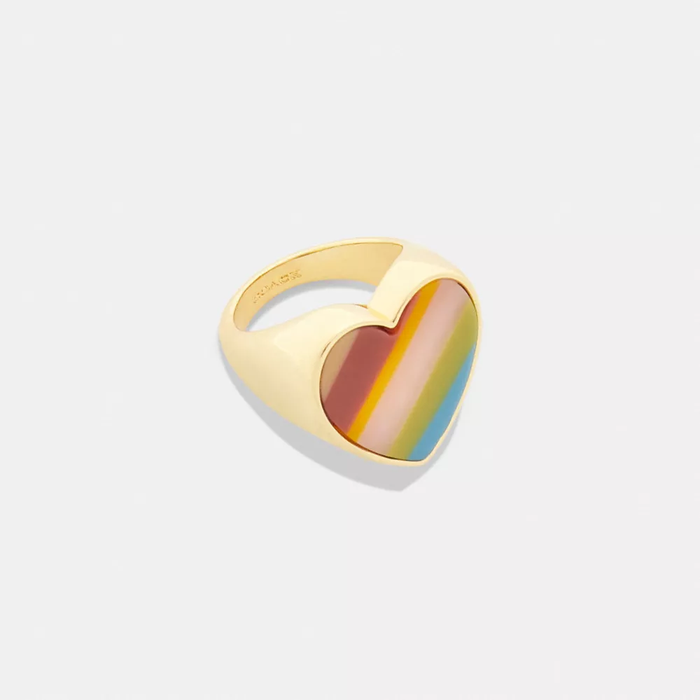 COAthtCH Striped Heart Ring