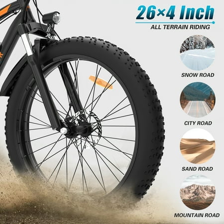 Aostirmotor 26in Fat Tire Electric Mountain Bike, 750W, Black