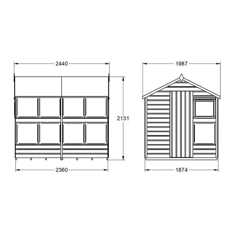 8' x 6' Forest Shiplap Potting Shed (1.8m x 2.4m)