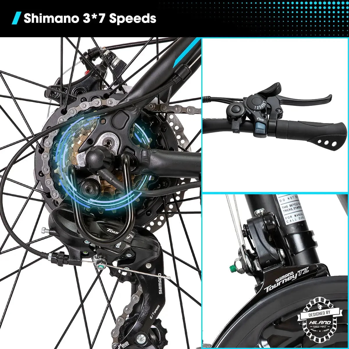 Hiland Rockshark Electric Mountain Bike, 350W, 36V 10.4Ah