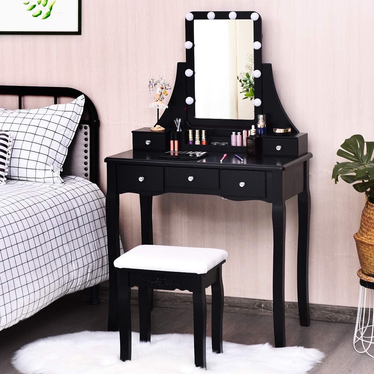 Vanity Set with Lighted Mirror